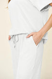 Double Take Texture Round Neck Short Sleeve Shirt and Wide Leg Pants  Style Ratio