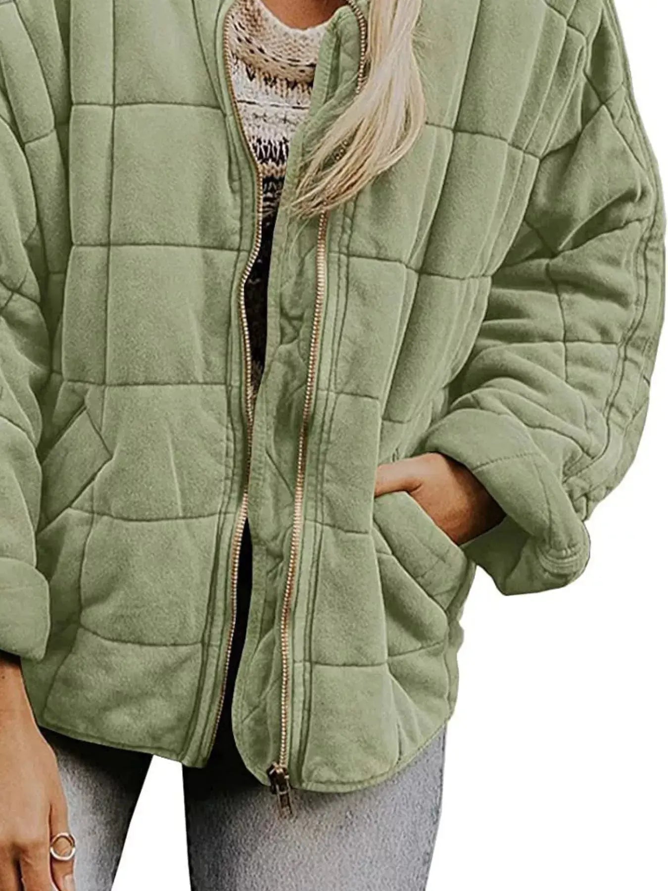 Quilted Zip Up Outerwear  Style Ratio