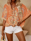 Printed V Neck Half Sleeve Blouse  Style Ratio