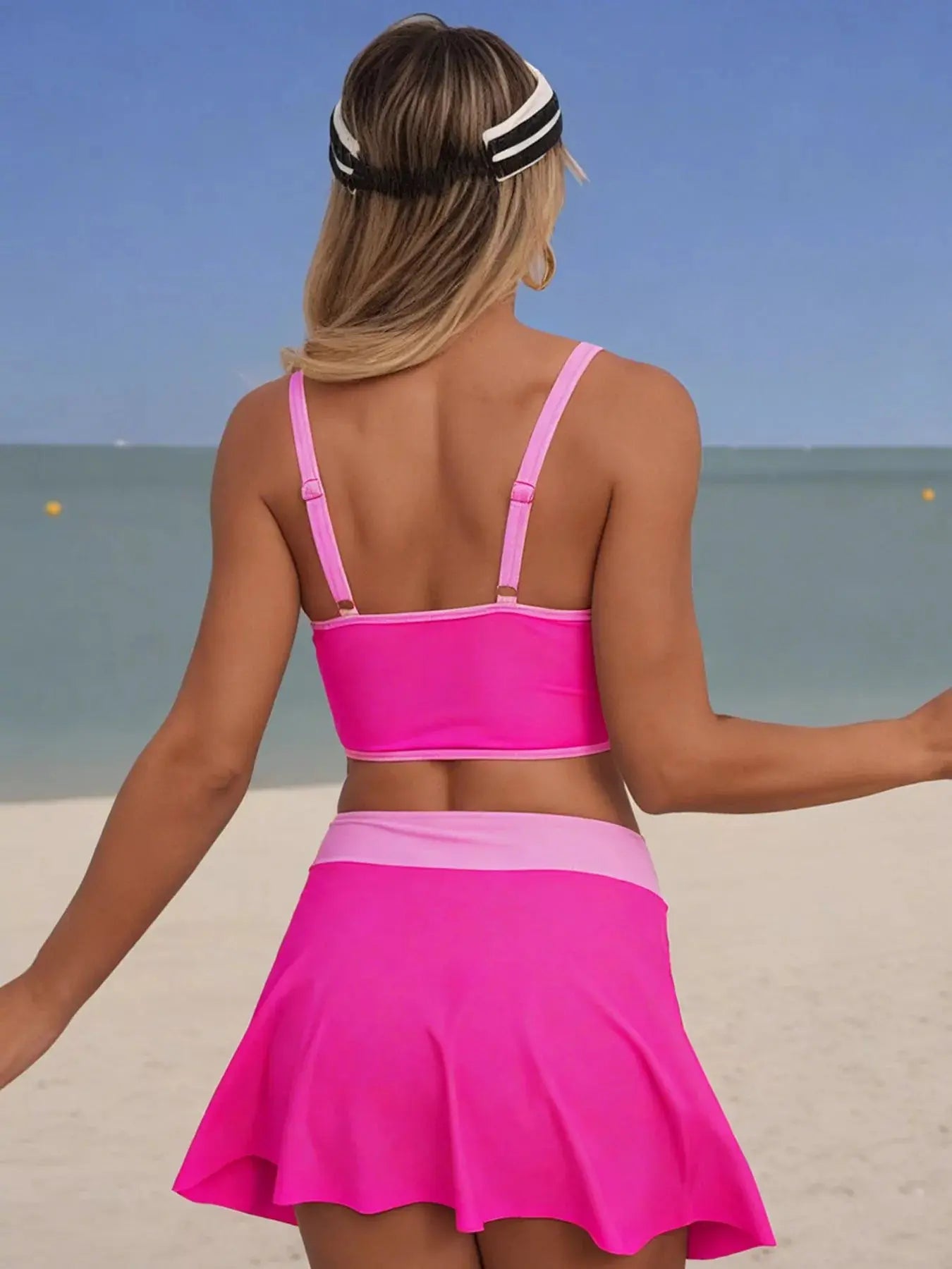 Contrast Trim Drawstring Swimsuit  Style Ratio