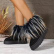Fuzzy Trim Platform Ankle Boots  Style Ratio