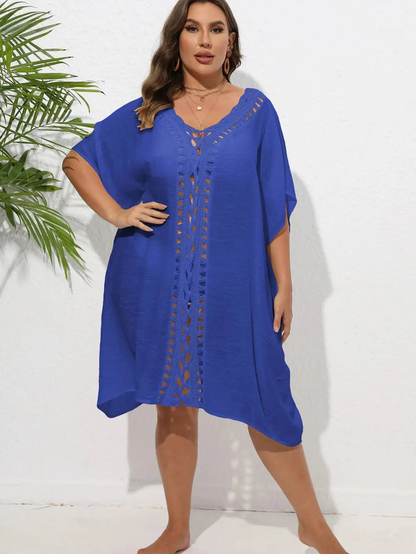 Crochet Trim V-Neck Beach Cover Up  Style Ratio