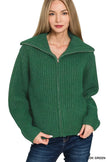 Zenana High Neck Full Zip Sweater Cardigan  Style Ratio