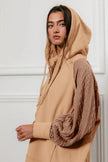 BiBi Half Zip French Terry Hoodie with Kint Sleeves  Style Ratio