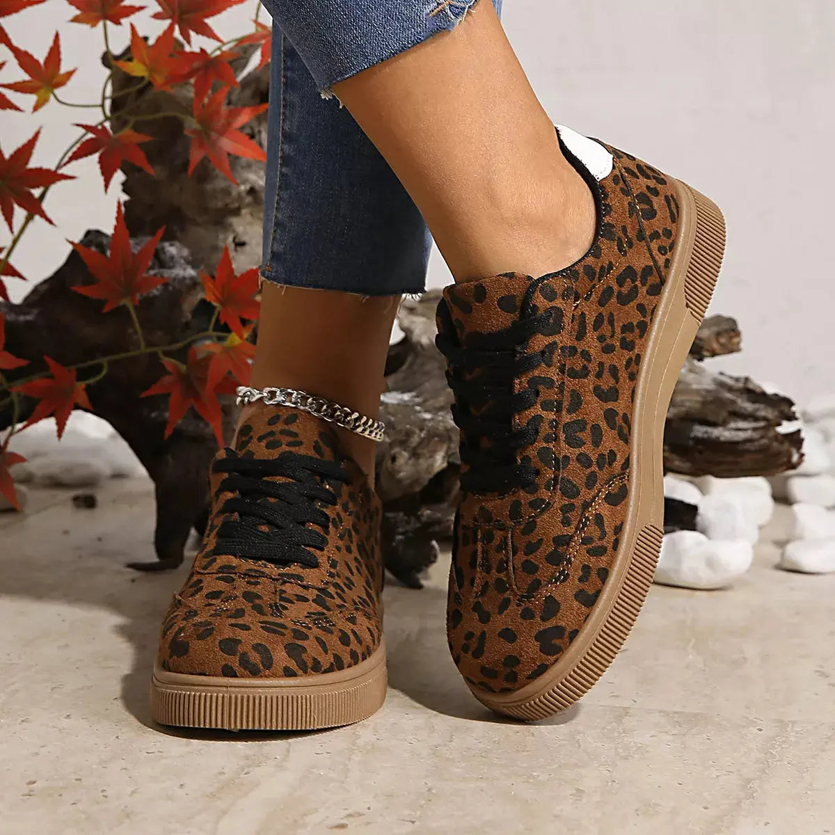 Leopard Lace Up Sneakers  Style Ratio