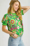 Umgee Retro Floral Puff Sleeve Blouse  Style Ratio