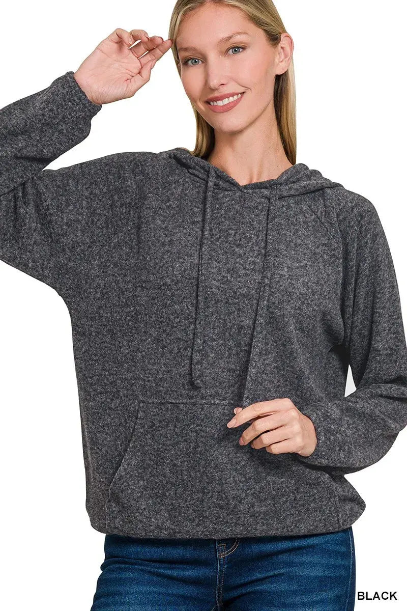 Zenana Brushed Hacci Melange Hoodie  Style Ratio