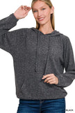 Zenana Brushed Hacci Melange Hoodie  Style Ratio