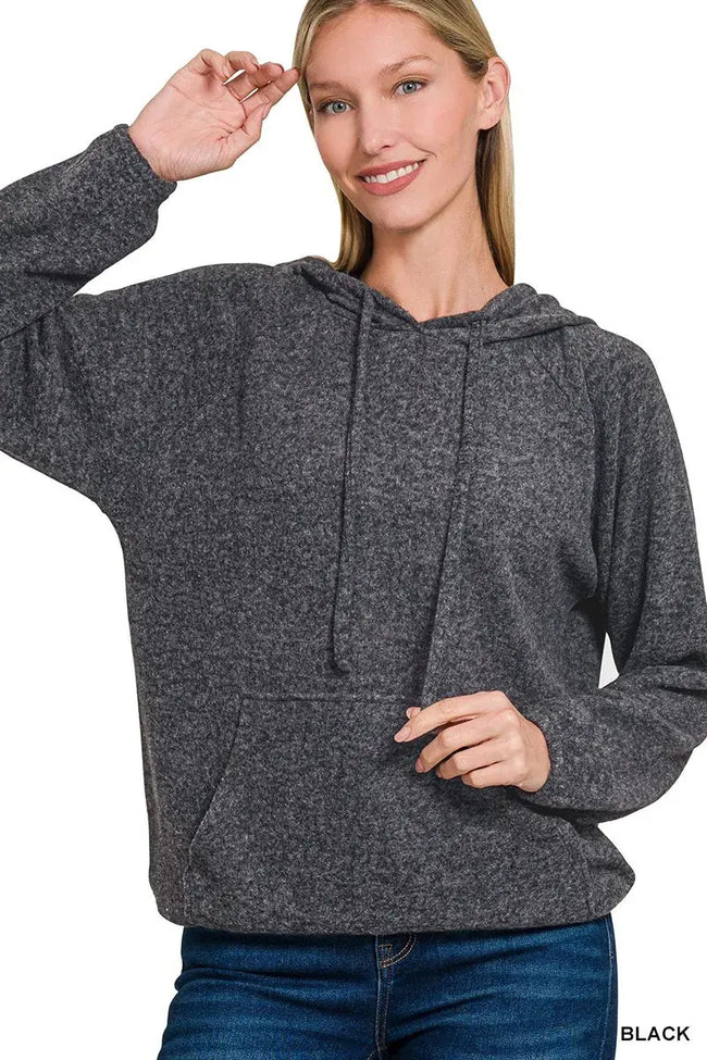 Zenana Brushed Hacci Melange Hoodie  Style Ratio