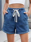Drawstring Wash Denim Shorts  Style Ratio