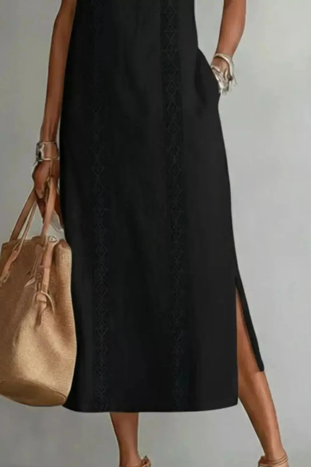Sleeveless Side Slit Dress with Pockets  Style Ratio