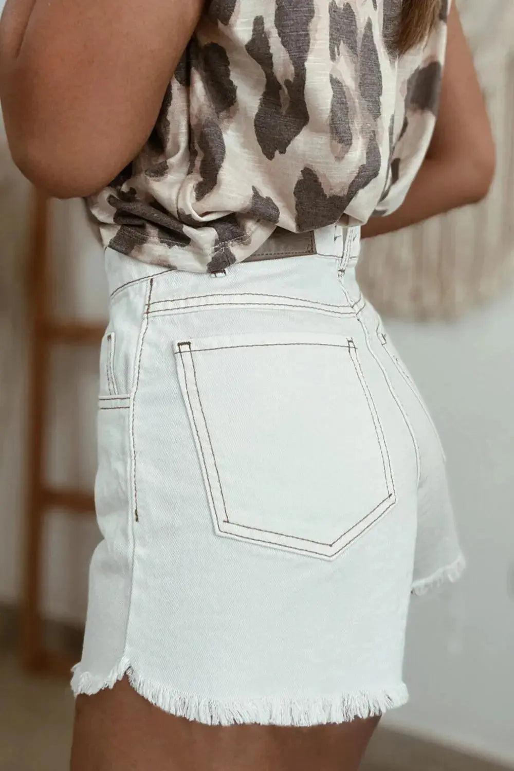 Raw Hem High Waist Denim Shorts  Style Ratio