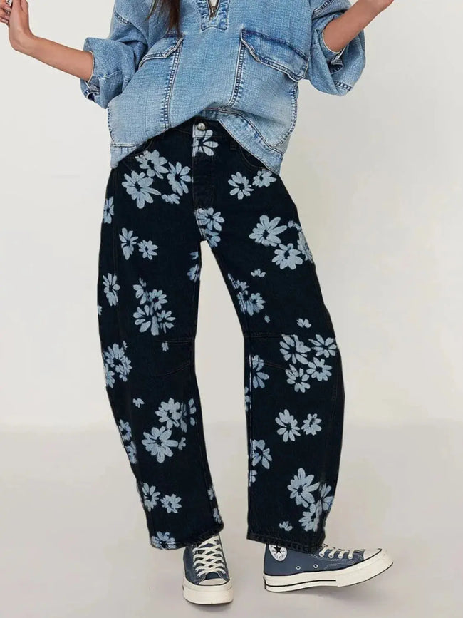 Printed Wide Leg Jeans  Style Ratio