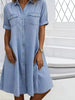 Full Size Button-Front Short Sleeve Denim Dress  Style Ratio