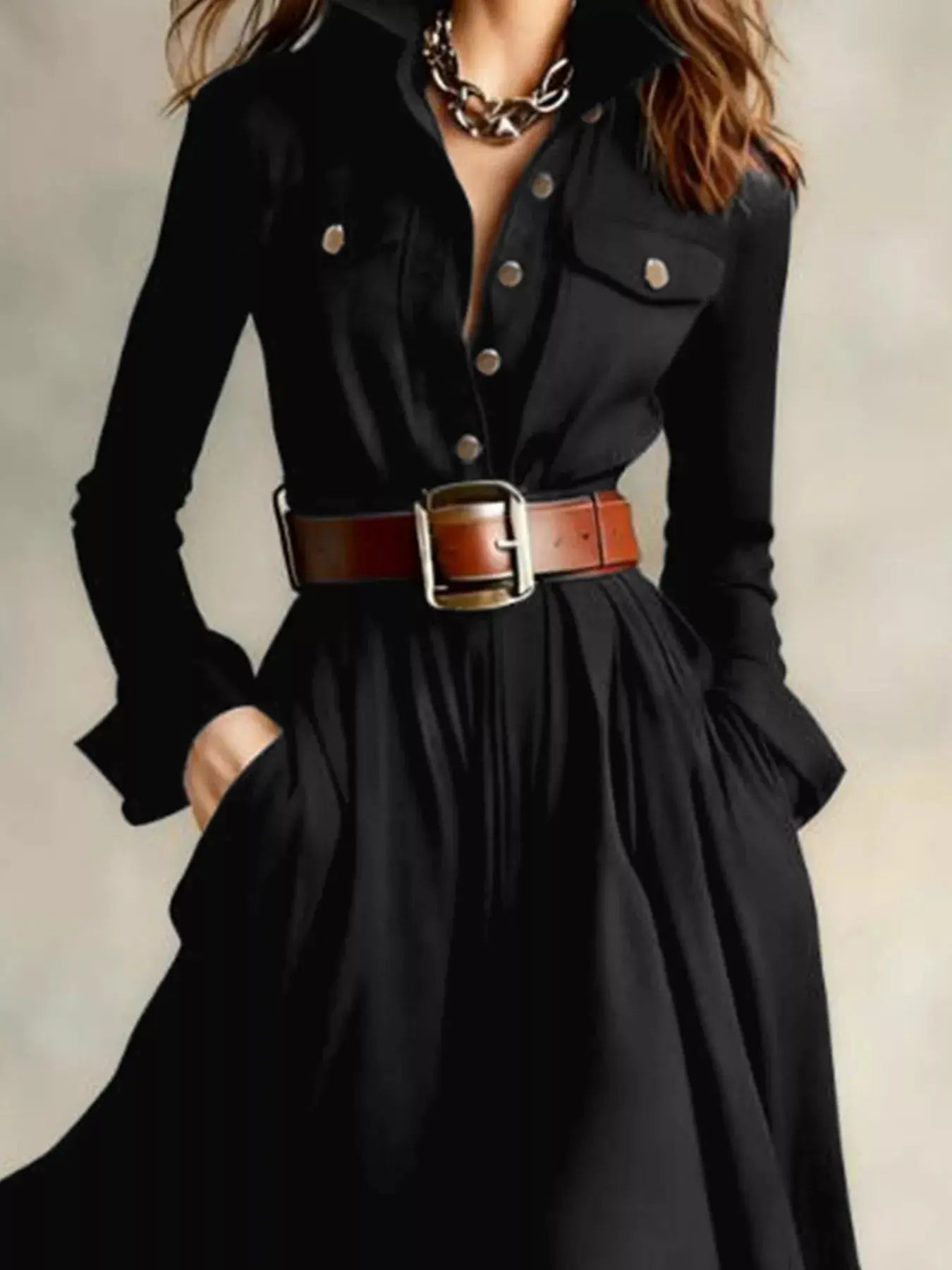 Button Front Long Sleeve Maxi Dress  Style Ratio
