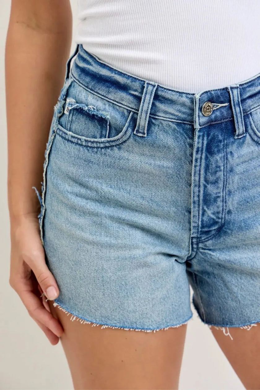 Judy Blue Hw Rigid Magic Cut Off Denim Shorts with Raw Side Seams  Style Ratio