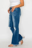 bytos Full Size Raw Hem Distressed High Rise Bootcut Jeans  Style Ratio