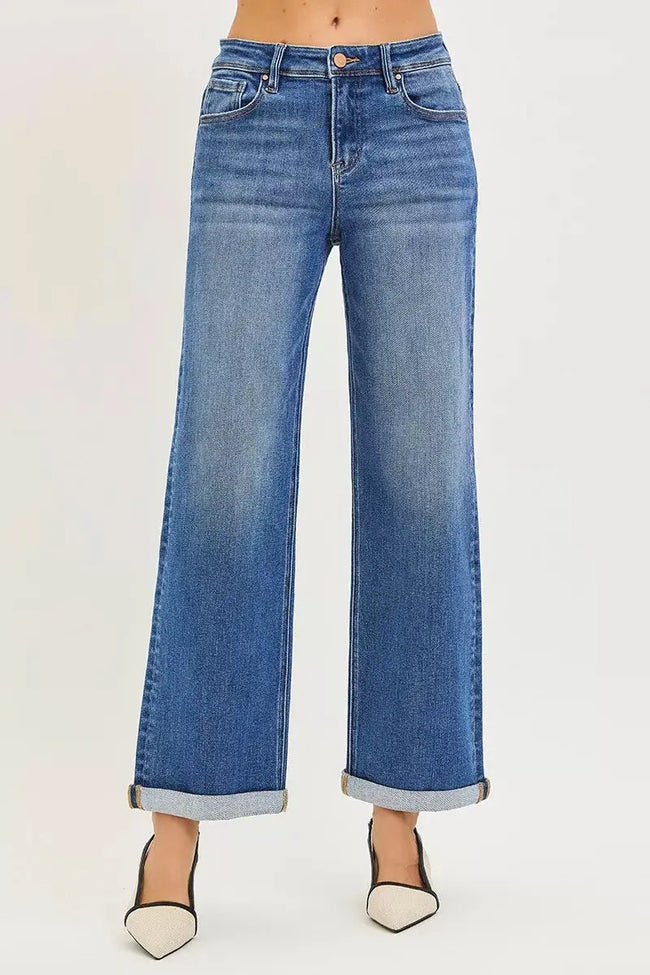 RISEN Full Size High Rise Relaxed Fit Ankle Straight Cuff Jeans  Style Ratio