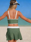 Contrast Trim Drawstring Swimsuit  Style Ratio