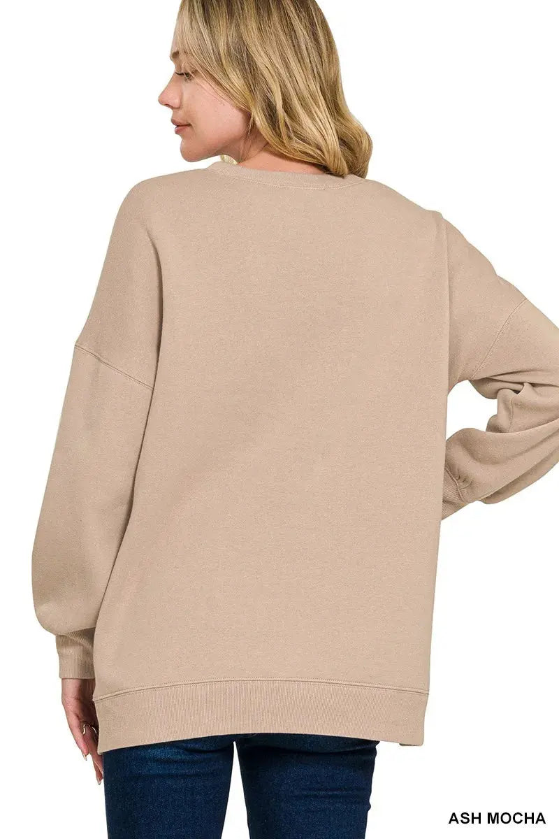 Zenana Full Size Fleece Hi-low Boyfriend Sweatshirts with Pockets  Style Ratio