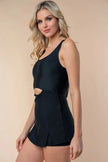 White Birch Full Size Sleeveless Tie Back Performance Knit Swim Dress  Style Ratio
