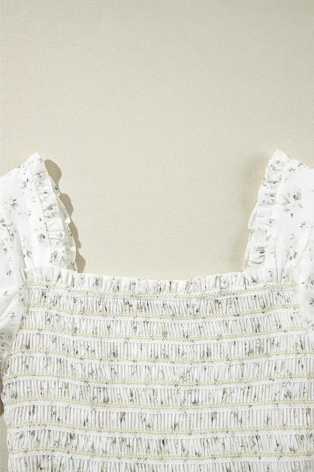 Smocked Printed Short Sleeve Jumpsuit  Style Ratio