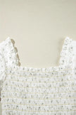 Smocked Printed Short Sleeve Jumpsuit  Style Ratio