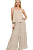 Zenana Woven Acid Crinkle Washed Cami & Pants 2 Piece Set  Style Ratio