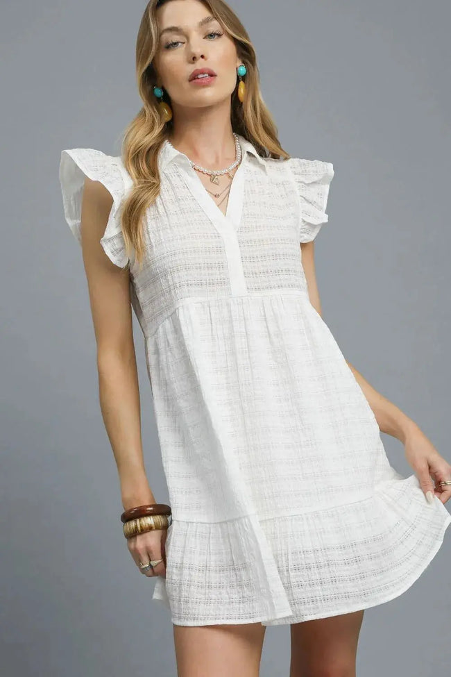 Umgee Ruffle Cap Sleeve Textured Mini Dress  Style Ratio