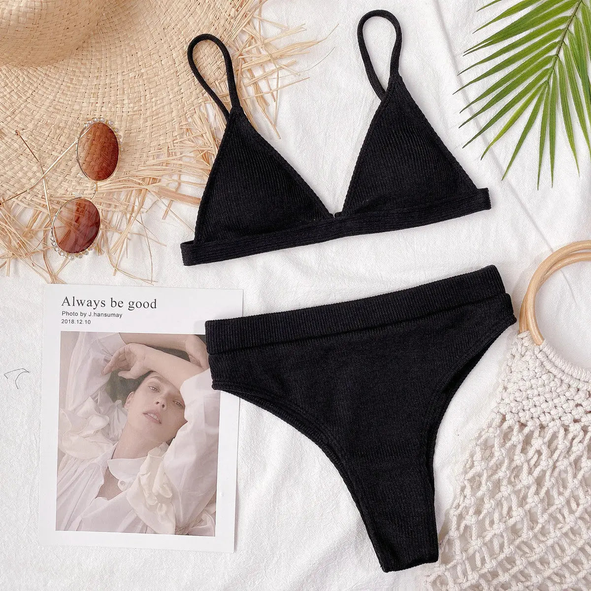 Spaghetti Strap Ribbed Bikini  Style Ratio