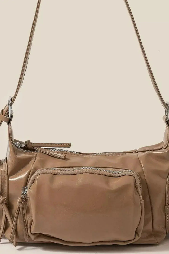 Fame Glossy Faux Leather Multi Pocket Handbag  Style Ratio