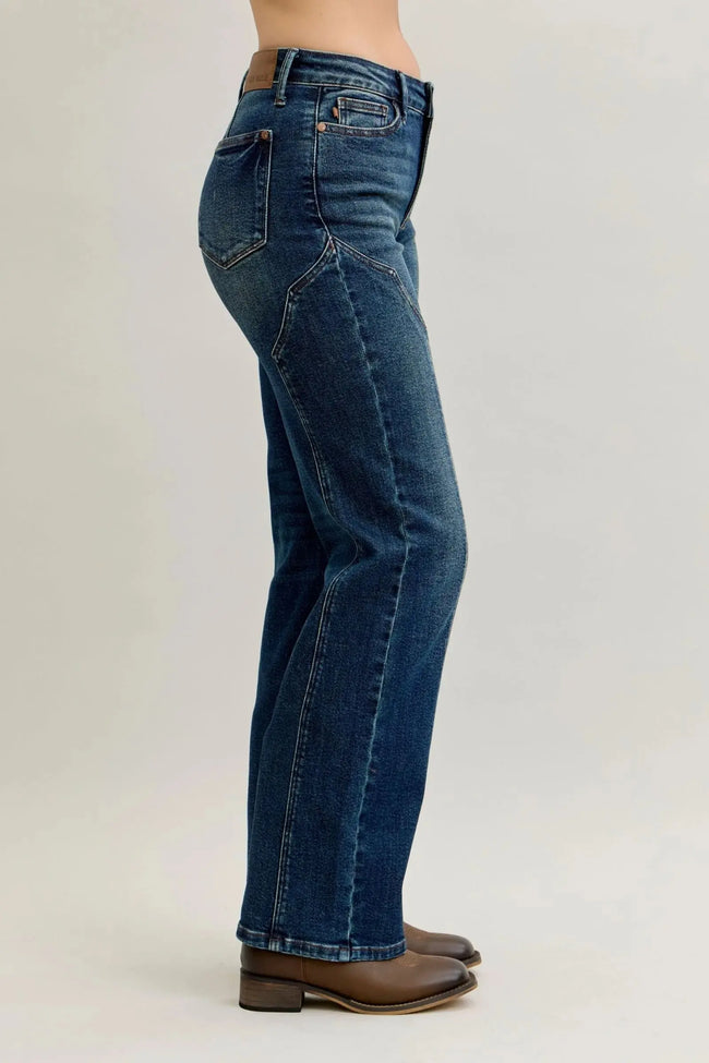 Judy Blue Seam Detail Straight Leg Jeans  Style Ratio