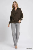 Umgee Color Block Polo Sweatshirt  Style Ratio