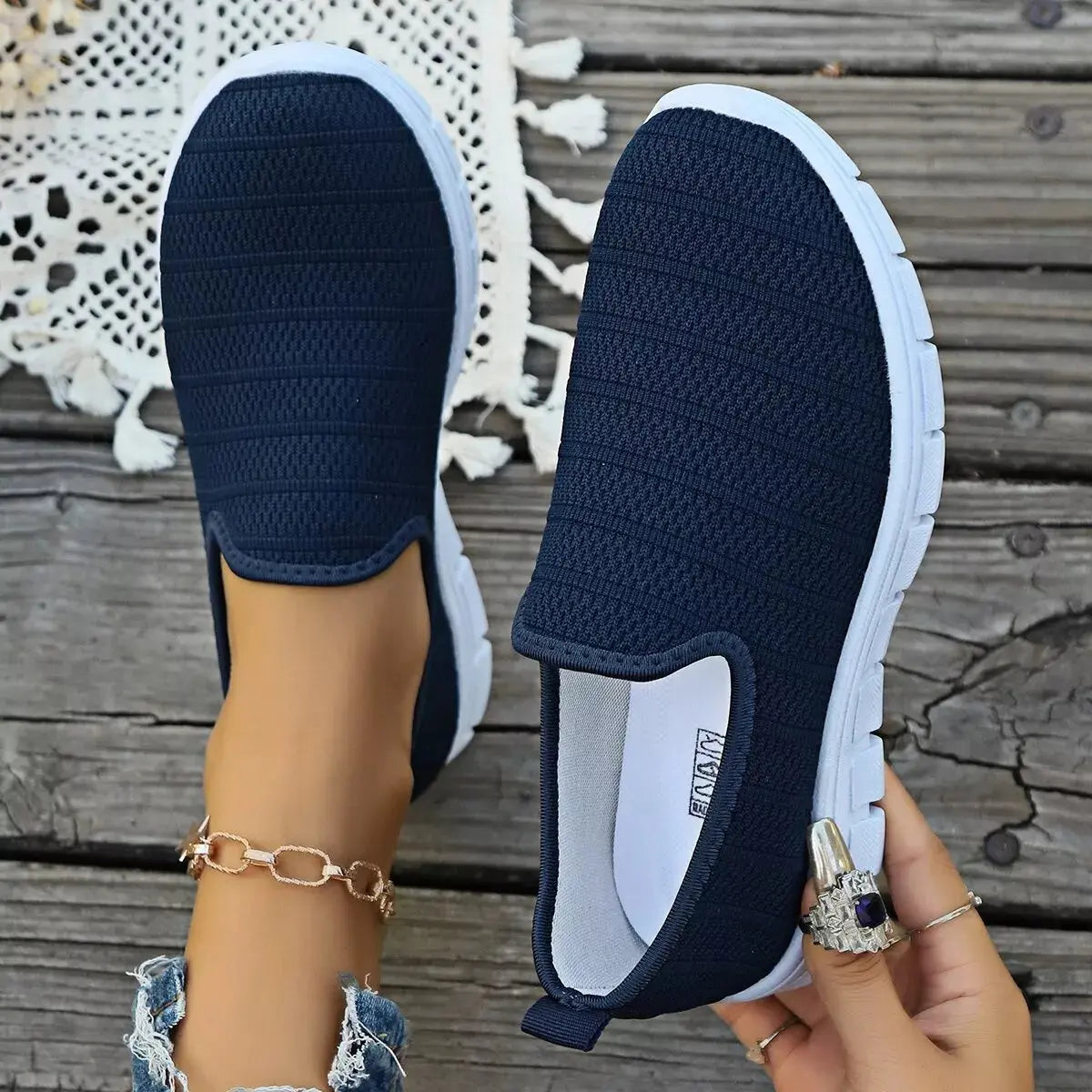 Round Toe Mesh Slip-Ons  Style Ratio