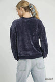 Umgee Velour Crewneck Balloon Sleeve Sweatshirt  Style Ratio