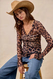 BiBi Leopard Printed Mesh Long Sleeve Top  Style Ratio