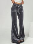 Velvet Flare Pants with Drawstring  Style Ratio