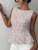 Floral Jacquard Peplum Tank Top  Style Ratio