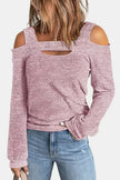 Full Size Cutout Shoulder Long Sleeve Shirt  Style Ratio