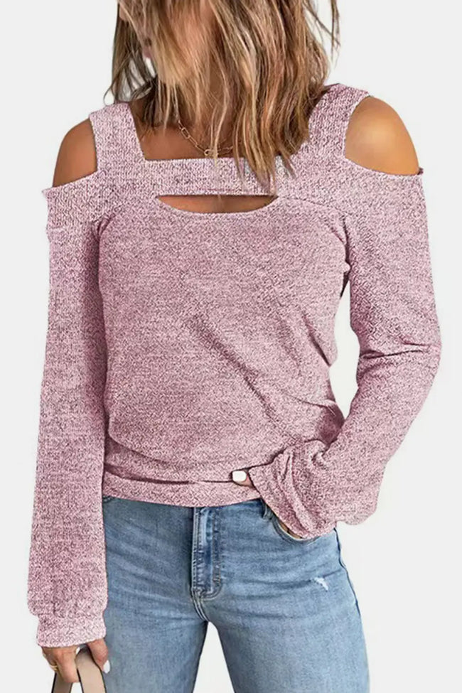 Full Size Cutout Shoulder Long Sleeve Shirt  Style Ratio