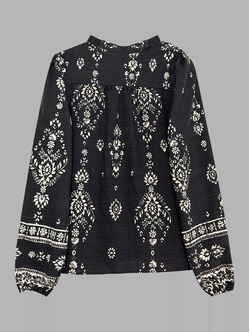 Printed Long Sleeve Blouse  Style Ratio