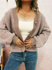 Fuzzy Button-Up Long Sleeve Cardigan  Style Ratio