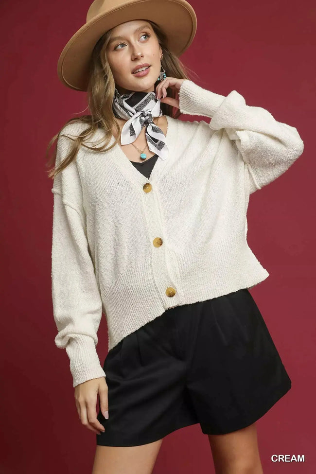 Umgee Button-Front V-Neck Knit Cardigan  Style Ratio