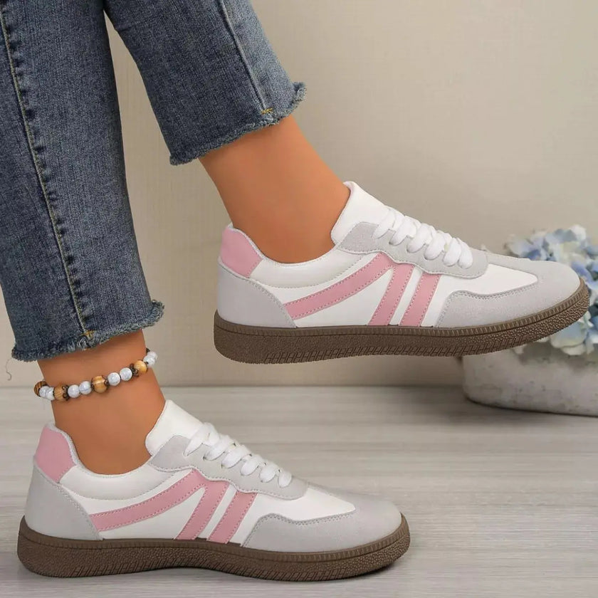 Striped Lace-Up Casual Sneakers  Style Ratio