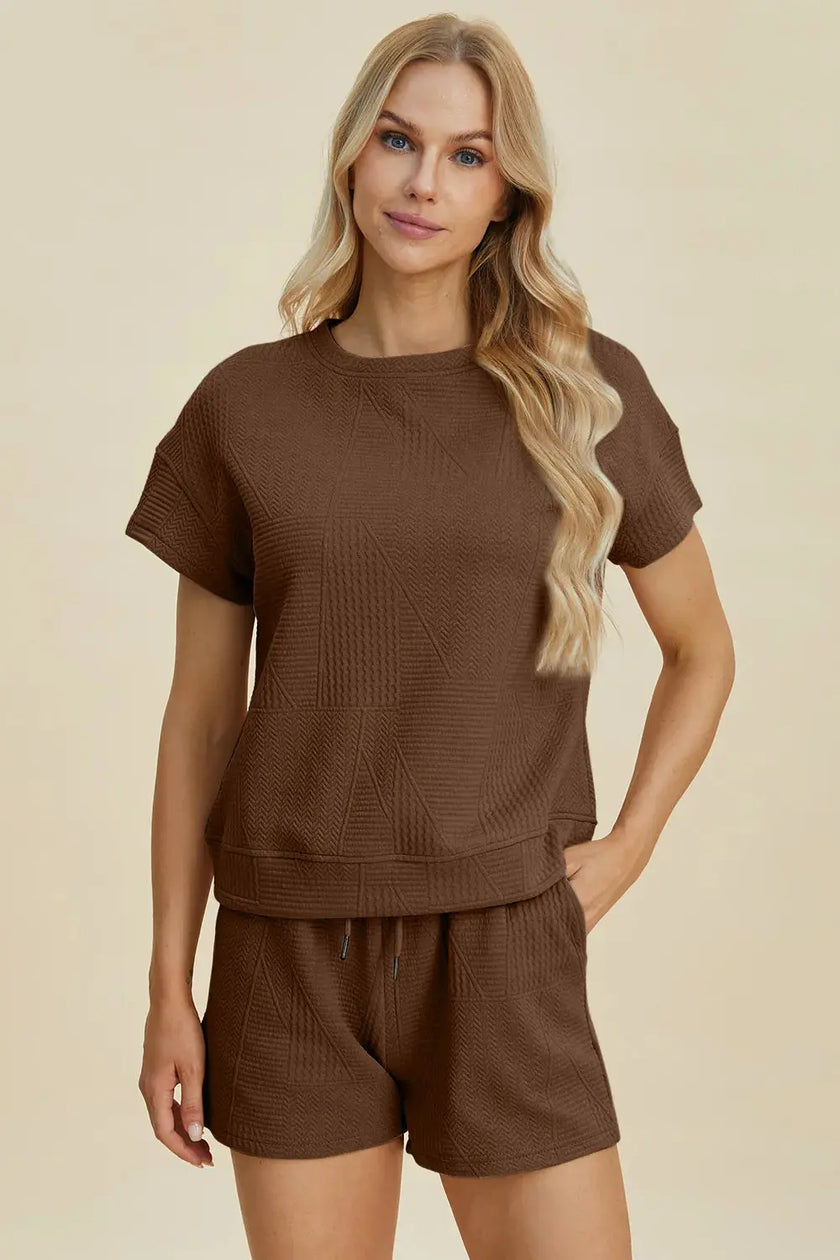 Double Take Short Sleeve Top and Shorts Set  Style Ratio