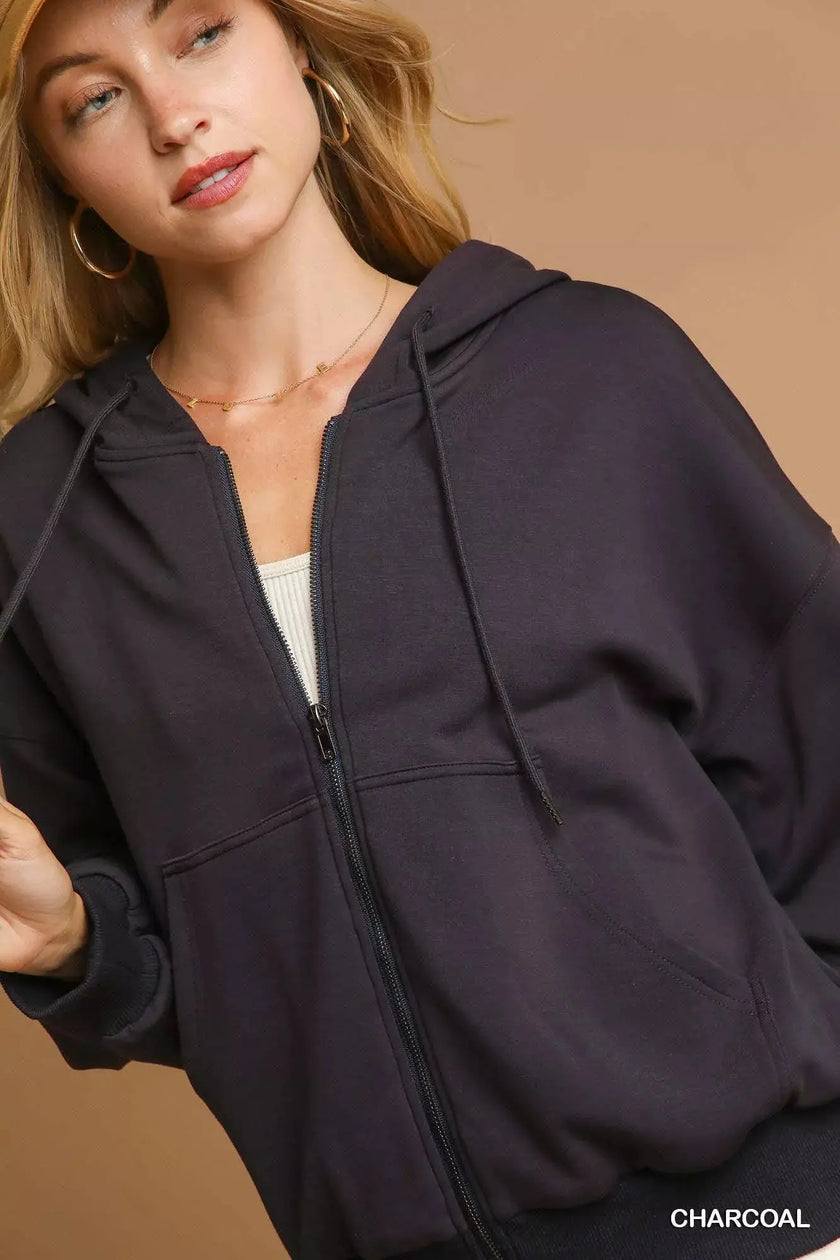 Umgee Zip-Up Fleece Hooded Jacket  Style Ratio