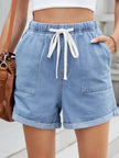 Drawstring Wash Denim Shorts  Style Ratio