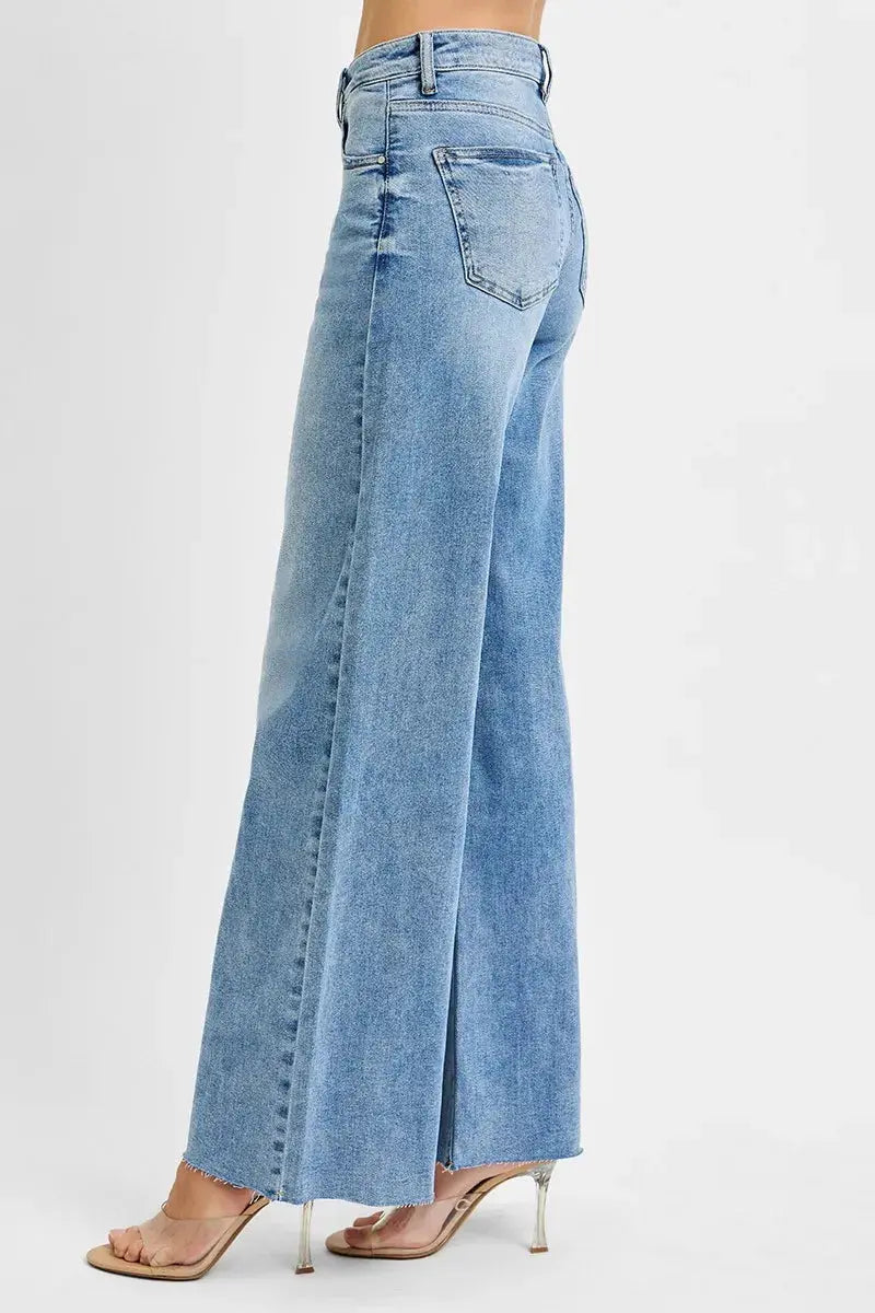 RISEN Full Size Tummy Control High Rise Ankle Palazzo Jeans  Style Ratio