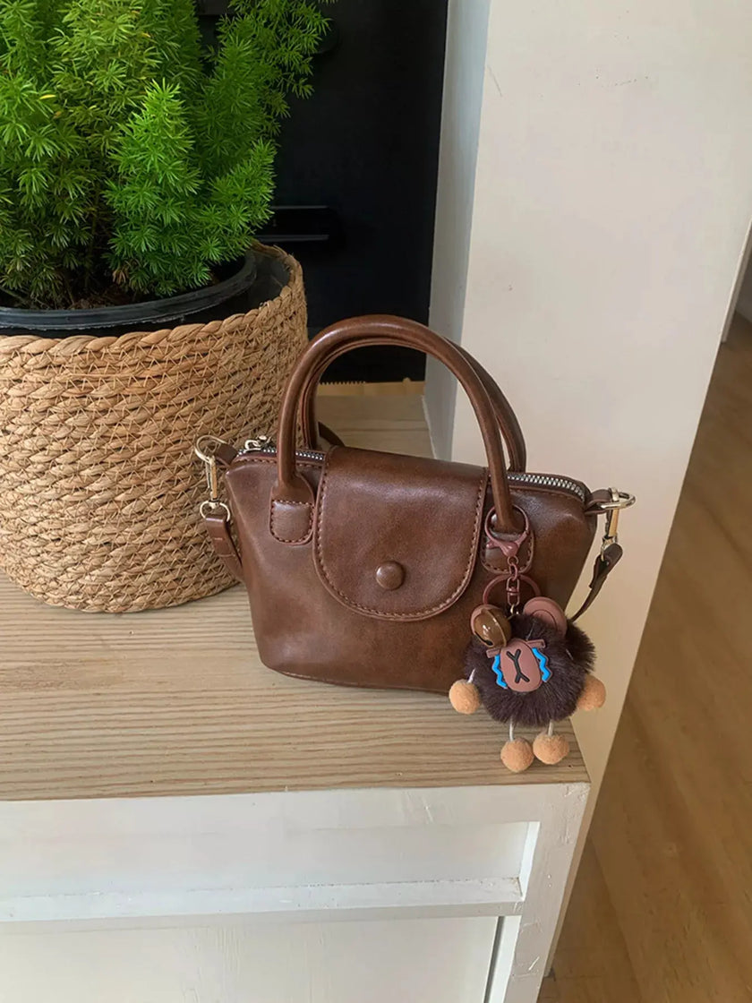 Two-Tone Flap Decor Crossbody Bag with Charm  Style Ratio