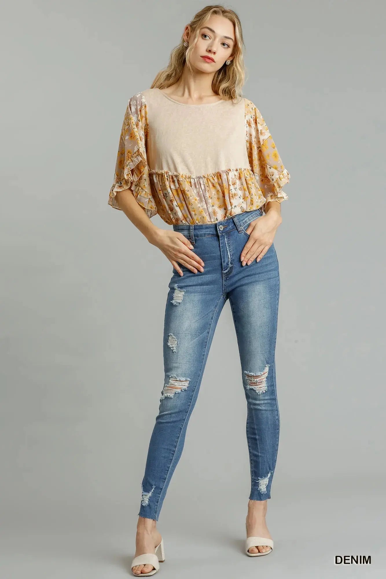 Umgee Distressed Skinny Jeans with Edge Detail  Style Ratio